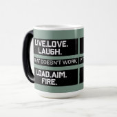 Live Love Laugh Load Aim Fire Grafisch Ontwerp Magische Mok (Voorkant links)