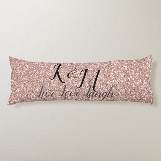 Live Love Laugh met Couple's Initialen Body Pillow Lichaamskussen (Voorkant)