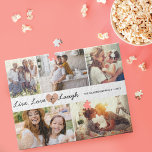 Live Love & Laugh Modern Family Photo Collage Legpuzzel<br><div class="desc">Een gedenkwaardige en gepersonaliseerde familiepuzzel om je speciale herinneringen weer te geven en te koesteren. Ons ontwerp biedt een eenvoudig,  meervoudig fotocollage-ontwerp met een 5-fotoontwerp. Live,  Love & Laugh is ontworpen in een penseelscriptlettertype. Personaliseer je gezin met de naam van je gezin.</div>