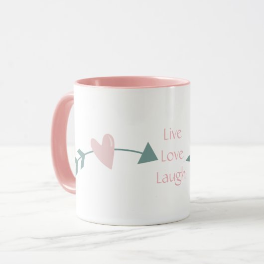 Live Love Laugh Mok met hart en pijlen (Voorkant links)