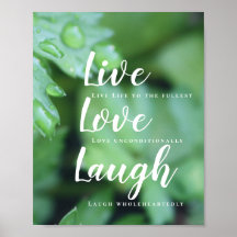 Live Love Laugh Motivatie Typography Foliage