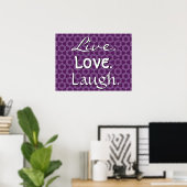 Live Love Laugh Paars Retro Pattern 012 Poster (Thuiskantoor)