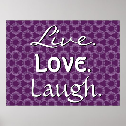 Live Love Laugh Paars Retro Pattern 012 Poster (Voorkant)