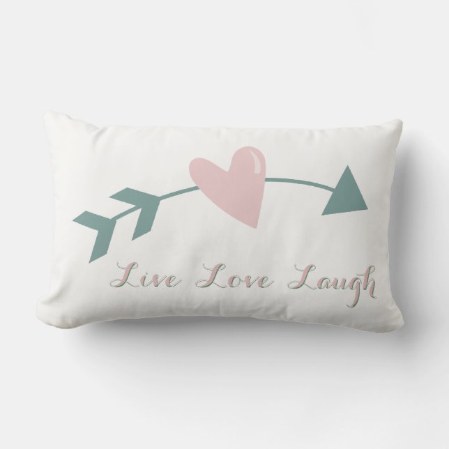 Live Love Laugh Pillow met hart en pijlen Kussen (Voorkant)