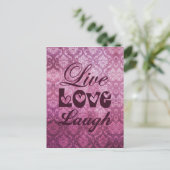 Live Love Laugh Pink Damask Pattern Briefkaart (Staand voorkant)