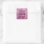 Live Love Laugh Pink Damask Pattern Vierkante Sticker (Tas)