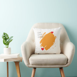 Live Love Laugh Red Hearts Geel abstract Kussen