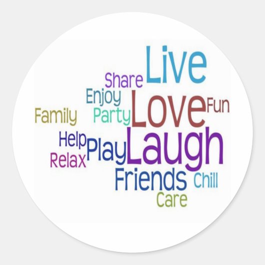 Live Love Laugh Ronde Sticker (Voorkant)