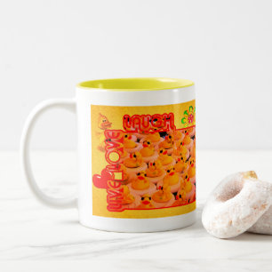 Live Love Laugh Rubber Ducks Inspirerend Tweekleurige Koffiemok