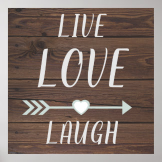 Live Love Laugh Rustic-teken Poster