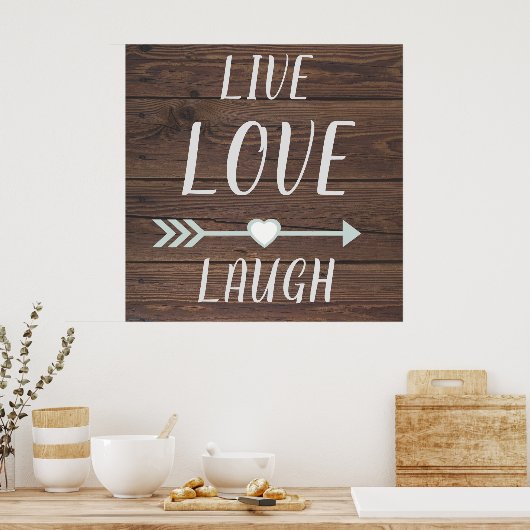Live Love Laugh Rustic-teken Poster (Keuken)