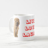 Live, Love, Laugh Sharp Pei Puppy Dog Coffee Mok (Voorkant links)