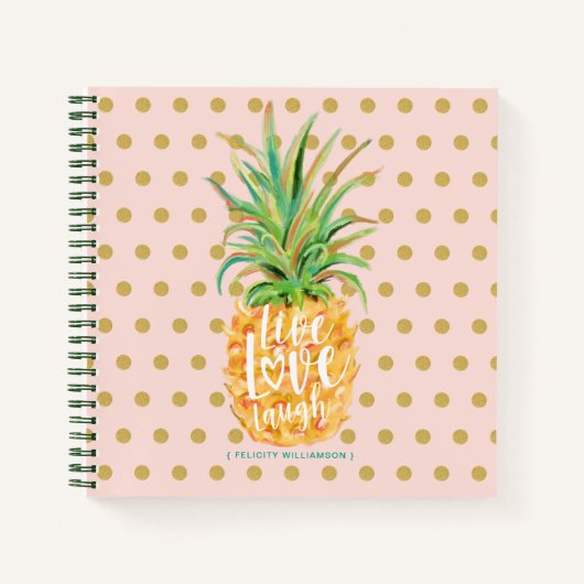 Live Love Laugh | Trendy Topical Island Pineappel Notitieboek (Voorkant)