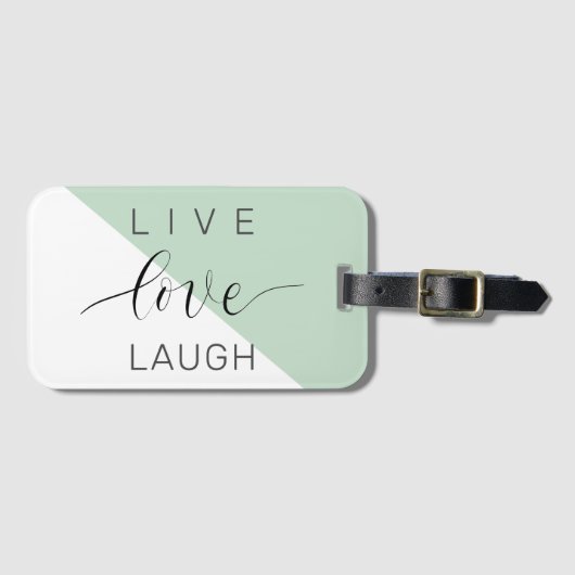 Live Love Laught Positive Motivation Mint Quote Bagagelabel (Voorkant (horizontaal))