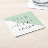 Live Love Laught Positive Motivation Mint Quote Kartonnen Onderzetters (Schuin)