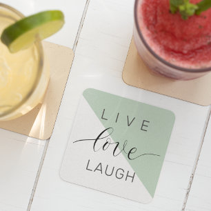 Live Love Laught Positive Motivation Mint Quote Kartonnen Onderzetters