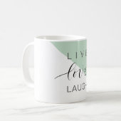 Live Love Laught Positive Motivation Mint Quote Koffiemok (Voorkant links)