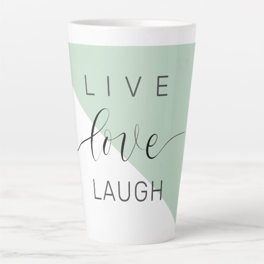 Live Love Laught Positive Motivation Mint Quote Latte Mok (Voorkant)