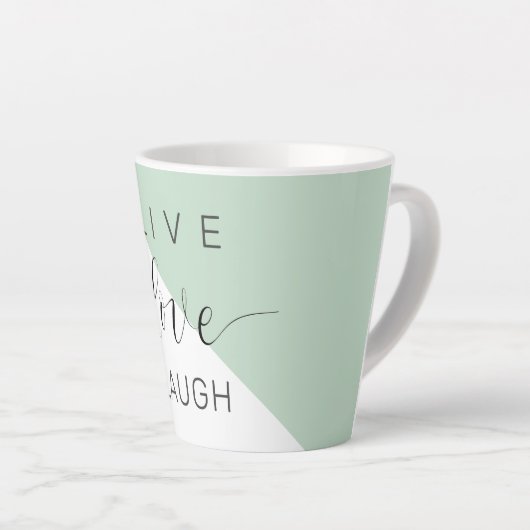 Live Love Laught Positive Motivation Mint Quote Latte Mok (Rechterhoek)