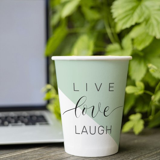 Live Love Laught Positive Motivation Mint Quote Papieren Bekers