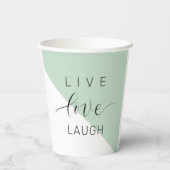 Live Love Laught Positive Motivation Mint Quote Papieren Bekers (Achterkant)