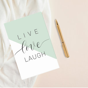 Live Love Laught Positive Motivation Mint Quote Post-it® Notes