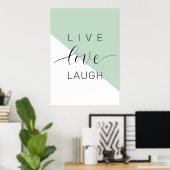 Live Love Laught Positive Motivation Mint Quote Poster (Thuiskantoor)