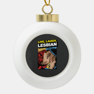Live Love Lesbian Keramische Bal Ornament