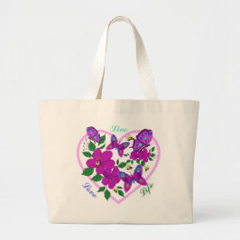 Live Love Life Hearts Butterflies & Bee Inspire Grote Tote Bag