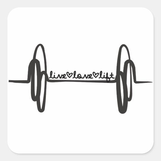 Live Love Lift Bar Black Vierkante Sticker (Voorkant)