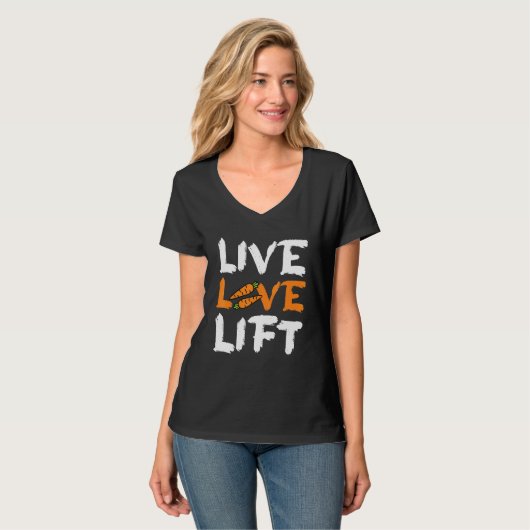 Live Love Lift Vegan Vegetarian Gym Work Out Weigh T-shirt (Voorkant volledig)