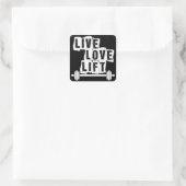Live, Love, Lift Vierkante Sticker (Tas)