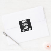 Live, Love, Lift Vierkante Sticker (Envelop)