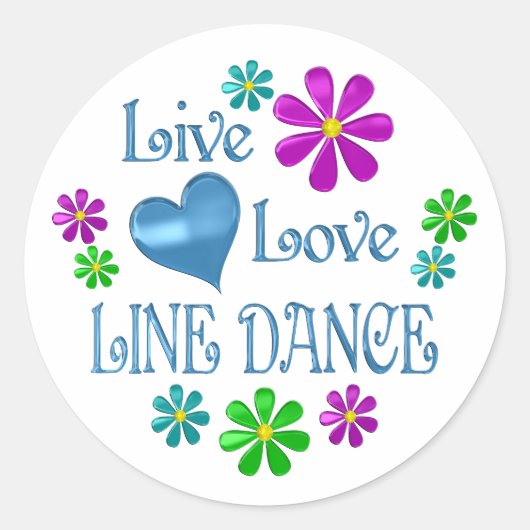 Live Love Line Dance Ronde Sticker (Voorkant)