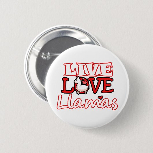 Live, Love, Llamas Ronde Button 5,7 Cm (Voorkant /achterkant)