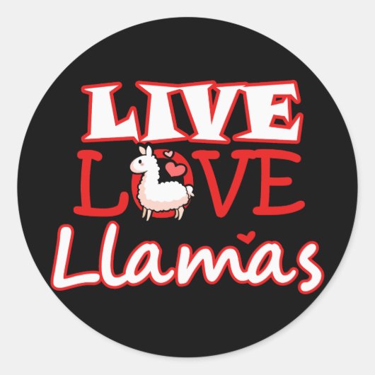 Live, Love, Llamas Ronde Sticker (Voorkant)