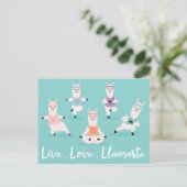 Live Love Llamaste | Fun Yoga Llama-tekens Briefkaart (Staand voorkant)