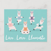 Live Love Llamaste | Fun Yoga Llama-tekens Briefkaart (Voorkant)