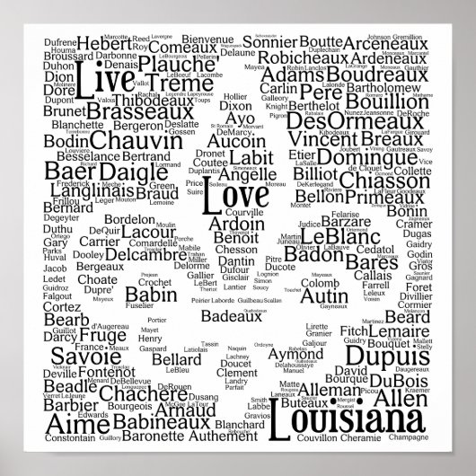 Live, Love, Louisiana Last Names Fleur - De - Lis Poster (Voorkant)