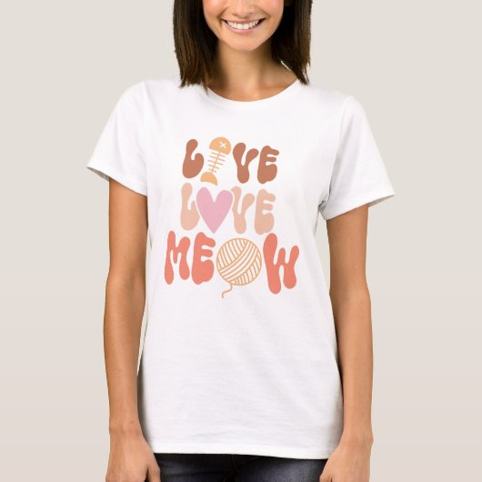 Live Love Meow T-shirt (Voorkant)