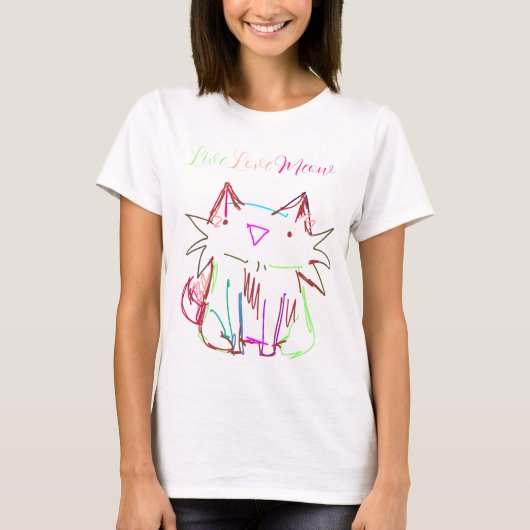 Live Love Meow T-shirt (Voorkant)