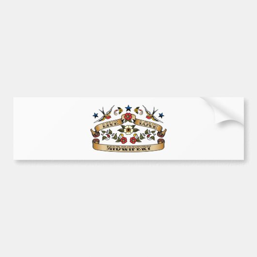 Live Love Midwifery Bumpersticker (Voorkant)