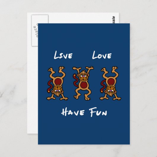 Live Love Monkey Briefkaart (Voorkant / Achterkant)