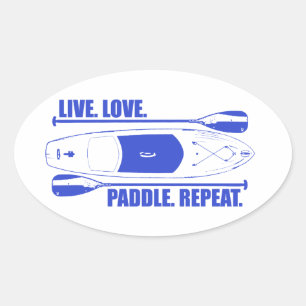 Live Love Paddle Herhaal Ovale Sticker