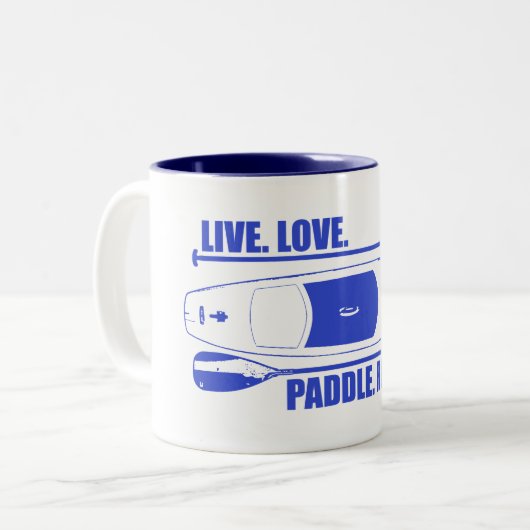 Live Love Paddle Herhaal Tweekleurige Koffiemok (Voorkant links)