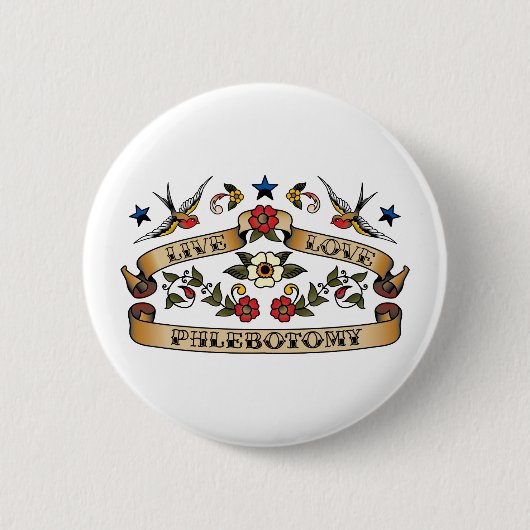 Live Love Phlebotomie Ronde Button 5,7 Cm (Voorkant)