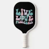 Live Love Pickleball Pink Aqua Purple Paddle (Voorkant)