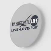 live love play basketball life blue text grote klok (Hoek)