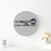 live love play basketball life blue text grote klok (Huis)
