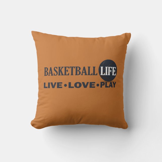 live love play basketball life blue text kussen (Voorkant)